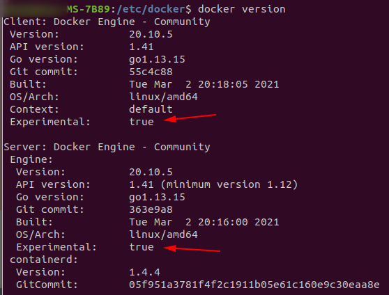 exp: ubuntu18.04 docker 开启experimental功能