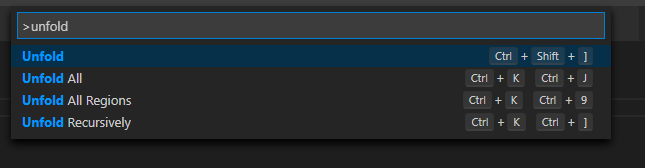 VSCode 代码块/全文 折叠/展开 快捷键