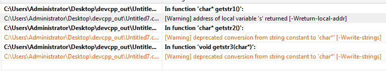 warning: address of local variable ‘s’ returned [-Wreturn-local-addr]