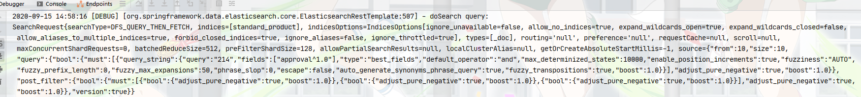 spring data elasticsearch 打印查询语句