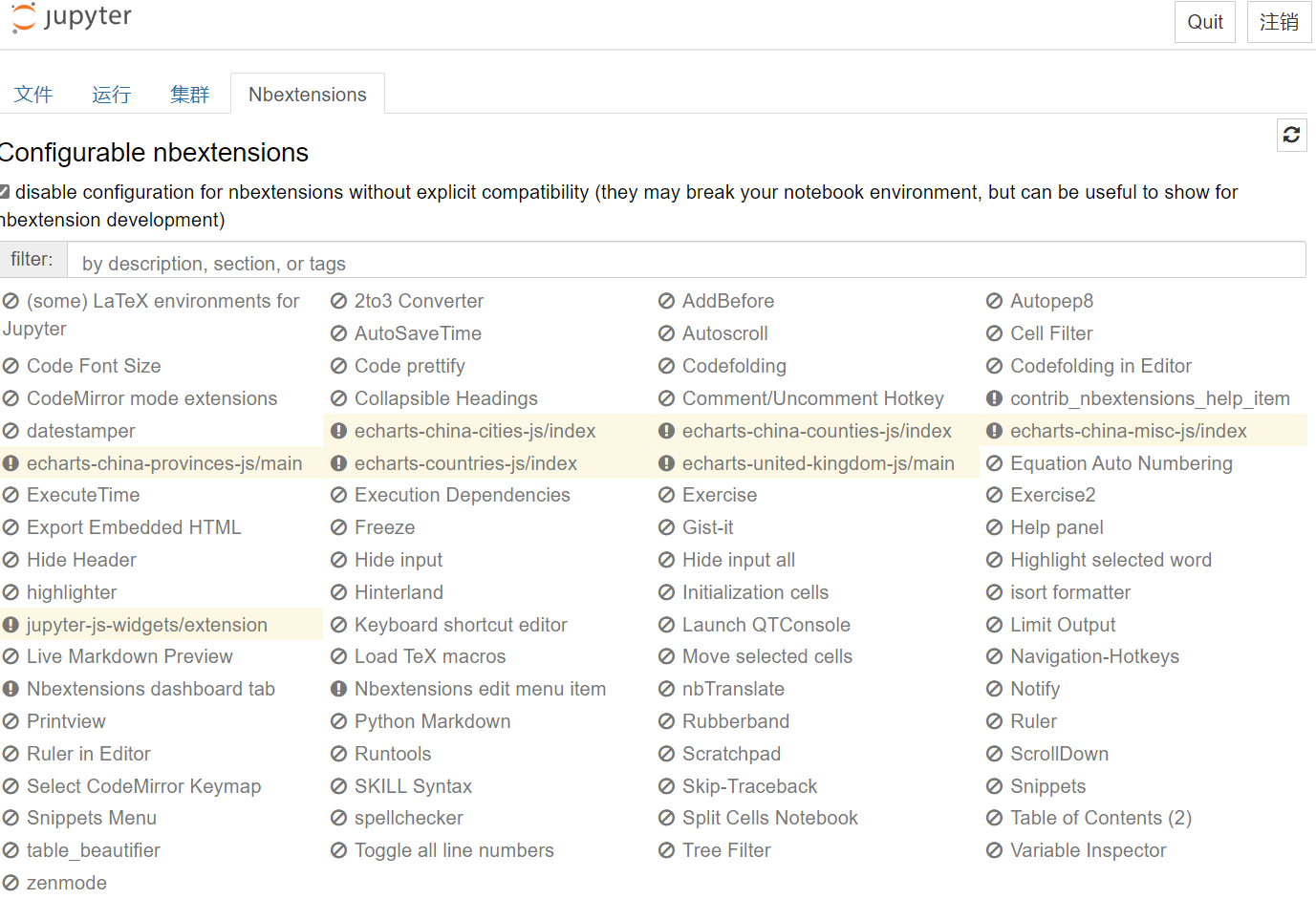 来来来，Jupyter NbExtensions Configurator，小白我刚刚才知晓哦