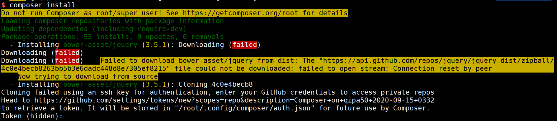 composer错误提示Cloning failed using an ssh key for authentication, enter your GitHub credentials的解决方法