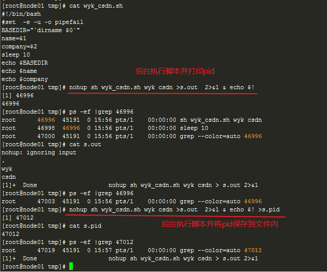 Linux后台执行命令并获取pid，使用pid文件杀死进程