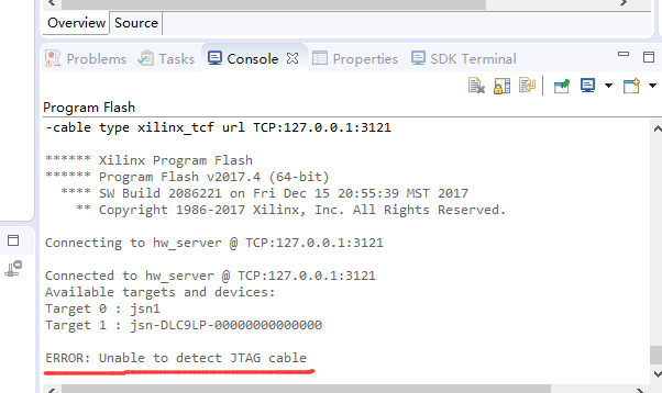 ERROR: Unable to detect JTAG cable的解决方法