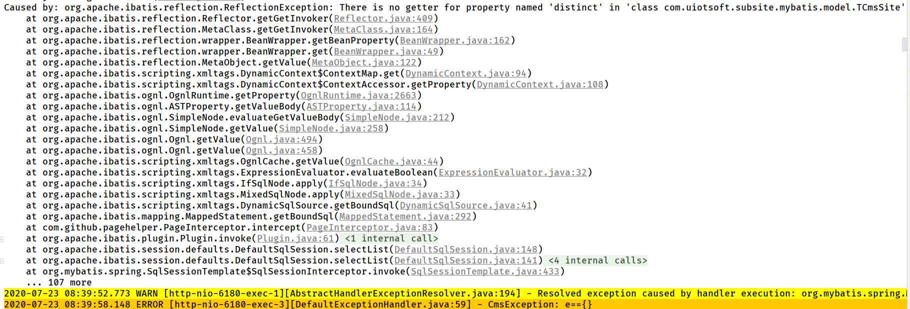 【Java异常】使用通用Mapper ，报There is no getter for property named ‘distinct‘ in ‘class 错