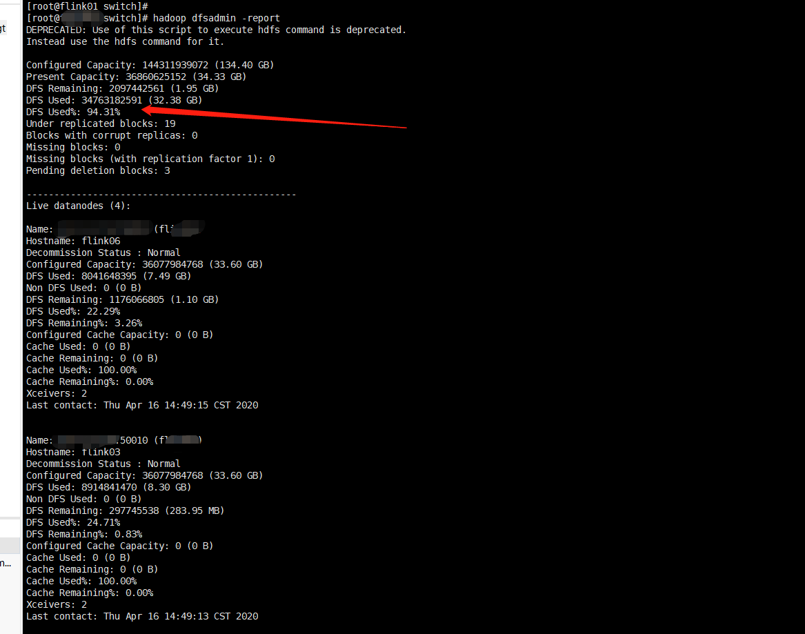 flink 报错 File xxxx could only be replicated to 0 nodes instead of minReplication (=1)