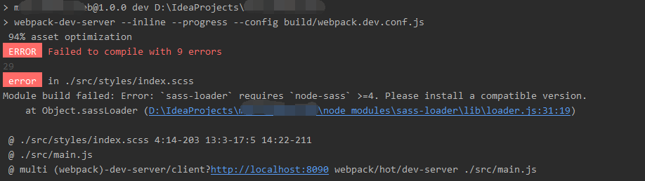 Module build failed: Error: `sass-loader` requires `node-sass` >=4. Please install a compatible vers