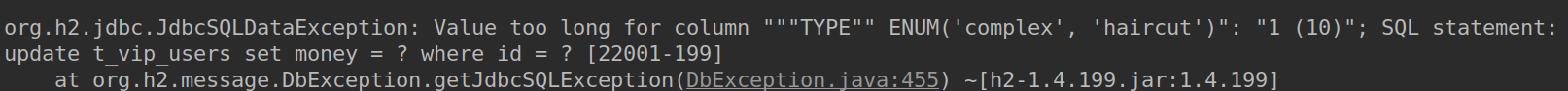 org.h2.jdbc.JdbcSQLDataException: Value too long for column """xxx"" ENUM('x1', 'x2')": "