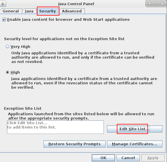 enable java