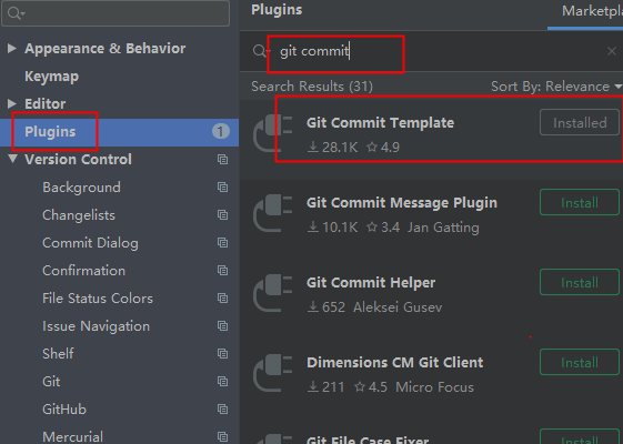 IDEA安装插件Git Commit Template