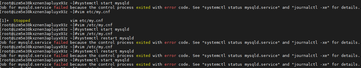 mysql启动报错systemctl status mysqld.service" and "journalctl -xe" for details