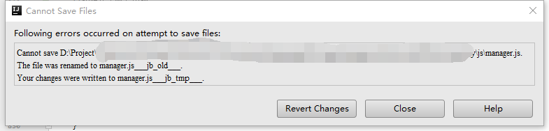 Intellij IDEA 保存js文件报错：Cannot Save Files : Following errors occurred on attempt to save files