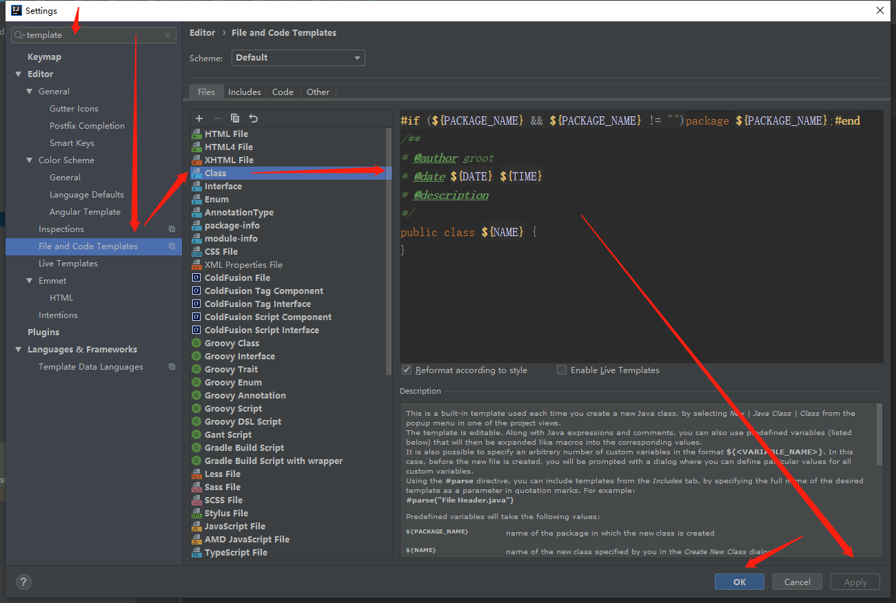 IntelliJ IDEA设置类注释和方法注释模板